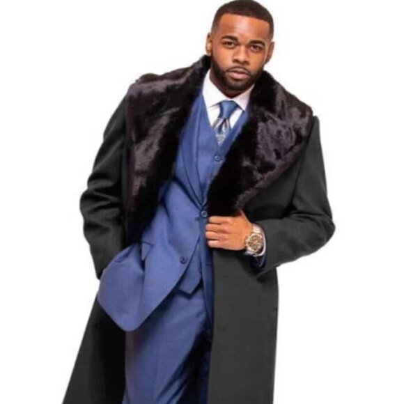 Charcoal Grey Overcoat ~ Long men´s Dress Topcoat -...